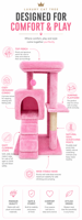 Arbre à chat multi-niveaux écologique en peluche avec poteaux à gratter en sisal, structure d'escalade en velours doux pour salon, emballage carton