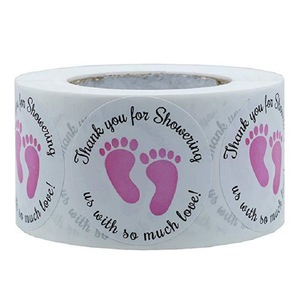 Rollo de pegatinas con huellas de bebé, decoraciones de papel con impresión digital para fiesta de baby shower - Product Image 3