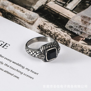 Anillo Unisex de Estilo Europeo Americano Inspirado en el Antiguo, con Circonita Cúbica en Engaste de Bisel, Joyería de Regalo SA721 - Product Image 4