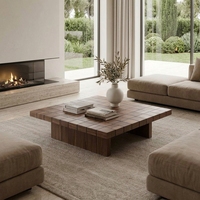 Table basse en mosaïque de mélèze multicouche en bois massif, design moderne, durable, pour salon