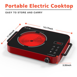 Table de cuisson électrique portable en céramique 2000W avec 9 réglages de cuisson pour barbecue, fruits de mer, soupes et plus, idéale pour la cuisine domestique - Product Image 1