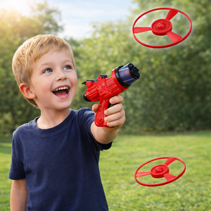 قاذف أقراص طائرة يدوي من البلاستيك مع زر ضغط سهل، مسدس إطلاق الأقراص، هدايا ترويجية للأطفال، منتجات دعائية - Product Image 1