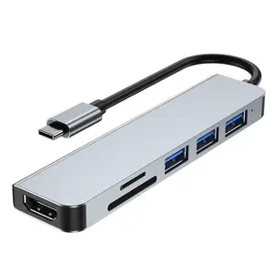 USB C Hub HDTV MacBook adaptörü Pro/hava swift ve diğer tip C cihazlar, USB C dijital AV Multiport 6 in 1 Dongle