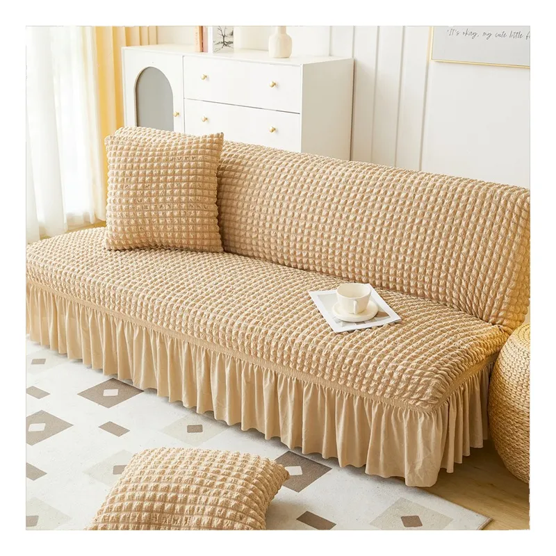 2024 High Quality Elastic Stretch Non-Slip 2 3 4 -Seater Sofa Slipcover Protector Household Home Skirt Solid Pattern Sofa Cover