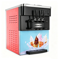 Máquina de helado suave de escritorio 2+1 sabores mixtos, mini máquina expendedora de gelato italiano de acero inoxidable con control digital