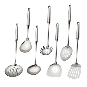 Ensemble de 7 ustensiles en acier inoxydable pour servir les pâtes : cuillère à spaghetti et passoire, compatibles lave-vaisselle et four, ustensiles métalliques durables - Product Image 1