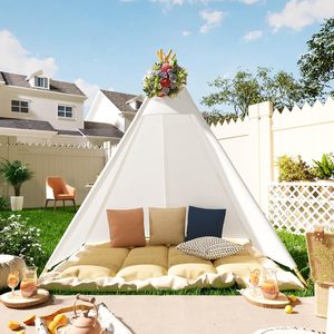 Tente <span class=keywords><strong>tipi</strong></span> géante de 7' à 5 côtés en toile de coton blanche, tente <span class=keywords><strong>tipi</strong></span> pour enfants, tente <span class=keywords><strong>tipi</strong></span> intérieure et extérieure, tente <span class=keywords><strong>tipi</strong></span> pour adultes pour fête, mariage - Product Image 4