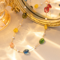 Ensemble de colliers en acier titane avec perles de pierres naturelles multicolores style Dopamine – Bijoux légers, élégants et raffinés pour femme
