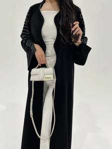 Abaya Dubaï tendance décontractée en tissu respirant brodé <span class=keywords><strong>de</strong></span> fleurs, longueur cheville, manches longues, pour <span class=keywords><strong>la</strong></span> formation <span class=keywords><strong>de</strong></span> cadres et le team building - Product Image 2