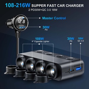 محول شاحن سيارة Gaoyi بـ 4 مخارج وقوة 216 واط مع 3 منافذ USB ومنفذ تيار مستمر 12 فولت/24 فولت - Product Image 4