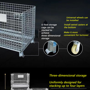 Conteneurs empilables pliables en treillis métallique pour le stockage en entrepôt, clôture, technique d'écran carré en métal soudé pour épicerie - Product Image 3