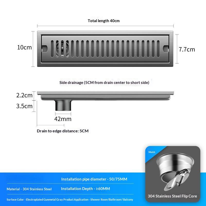 Sliver 10*40cm Side hole
