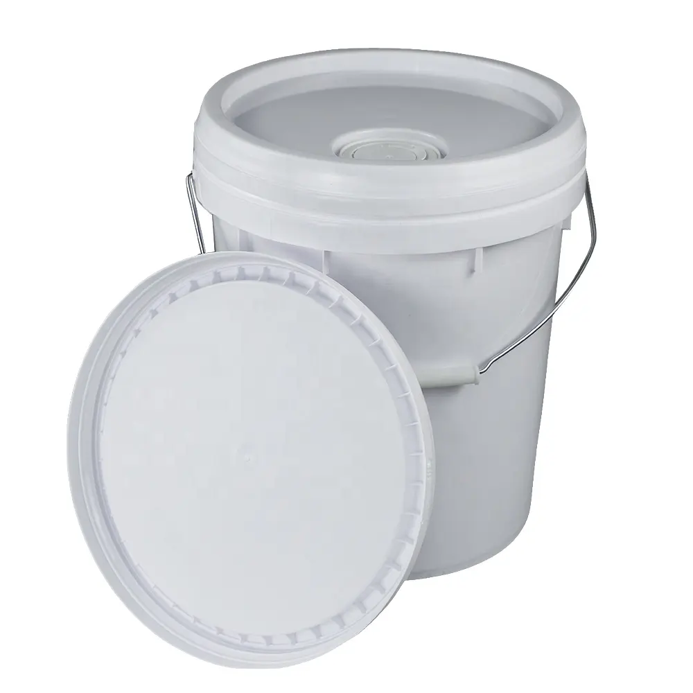 20L Plastic Verf Emmer Met Plastic/Metalen Handvat Ronde 20KGS Pp Emmer Met Platte Cover