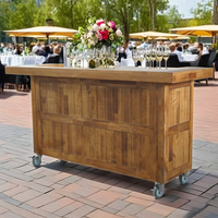 Mesa de Bar Comercial de Madera Maciza, con Ruedas Bloqueables de Grado Industrial, Diseño Desmontable, Duradera y Multifuncional
