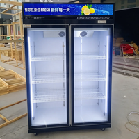Réfrigérateur commercial professionnel de grande capacité avec porte vitrée pour boissons, vitrine de présentation