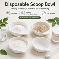 Bol doseur jetable en bagasse avec poignée, plat de pesée biodégradable en pulpe pour échantillonnage de poudres en laboratoire et cosmétiques