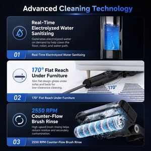 OEM Cordless Wet <b>Dry</b> Vacuum Cleaner 15KPa Brushless Floor Washer Vacuum <b>Mop</b> Combo for Hardwood Tile Floor Cleaning - Product Image 5