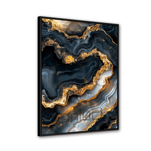Tĩnh mạch vàng trong nửa đêm đá cẩm thạch: một kiệt tác trừu tượng sang trọng khung nghệ thuật in tranh tường nghệ thuật - Product Image 2