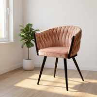 Chaise de salle à manger de luxe en velours rembourrée, pieds en métal, accoudoirs modernes et rembourrés, pour restaurant, café, maison, chambre, chaise d'appoint