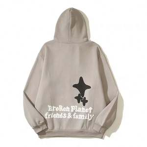 Nueva moda Otoño Invierno manga larga letra diseño casual hombres sudaderas con capucha peso pesado 100% algodón Puff estampado Hoody - Product Image 4