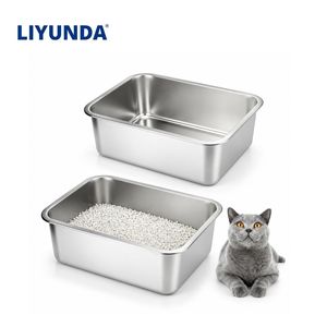 Caja de Arena para Gatos Liyunda Ecológica de Acero Inoxidable con Control de Olores para Gatitos, Gatos Recién Nacidos y Conejos, 45x35x15cm, Limpieza de Mascotas - Product Image 4