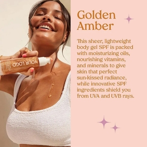 Cosmetici di bellezza per la cura della pelle <span class=keywords><strong>SPF</strong></span> 45 <span class=keywords><strong>protezione</strong></span> UV <span class=keywords><strong>protezione</strong></span> <span class=keywords><strong>solare</strong></span> ambra oro Shimmer Mica <span class=keywords><strong>protezione</strong></span> <span class=keywords><strong>solare</strong></span> bagliore corpo - Product Image 3