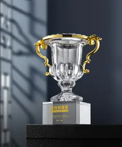 Chất lượng cao sáng tạo K9 Tinh thể thủy tinh Trophy cao cấp Kim Loại thể thao vô địch Trophy tùy chỉnh