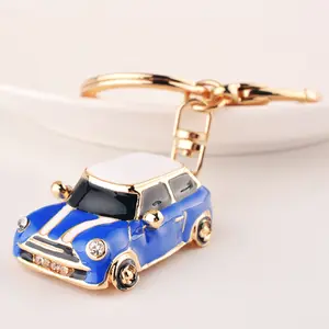 Wholesale Cute Personalized Metal MINI Car Pendant Hard Enamel Keychain Key Holders Keyring Accessories for women