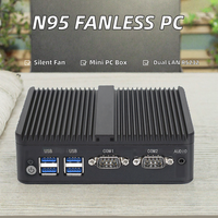 Komputer Mini Tanpa Kipas N95 Baru untuk Kantor Rumah, RAM 8GB SSD, Win10 J6412, Mini PC Industri Terintegrasi, Dual Lan RS232 HD VGA 4G