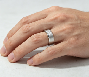 Minimalist <b>Mens</b> <b>Emerald</b> Cut Lab Created Diamond Band 10K White Gold 0.3ct Channel Setting Ready To Ship Daily Wear Fine <b>Ring</b> - Product Image 5