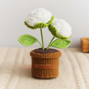 Plantas artificiales en maceta de rosas hechas a mano, regalos de Navidad para ancianos, amigos, pequeños objetos decorativos de escritorio, venta al por mayor - Product Image 6