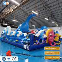 Grande aire de jeux gonflable sur le thème du monde marin, parc de jeux gonflables d'animaux marins, aire de jeux gonflable commerciale en plein air