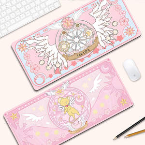 Grand <span class=keywords><strong>tapis</strong></span> de bureau Anime Cardcaptor Sakura, design Sakura, surface en tissu imperméable, base en caoutchouc antidérapante, <span class=keywords><strong>tapis</strong></span> de <span class=keywords><strong>souris</strong></span> de jeu personnalisable - Product Image 1