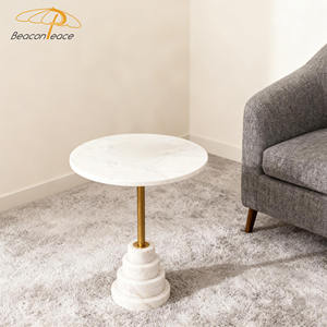 Luxe Vrije Tijd Ronde Bistro Tafel Moderne Travertijn Bijzettafel Balkon Woonkamer Salontafel Voor Kleine Ruimtes - Product Image 3