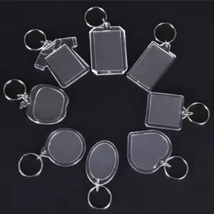 Qua biên giới khuyến mãi Chất lượng cao trang trí Keychain trống khung ảnh đa hình dạng Acrylic Móc chìa khóa