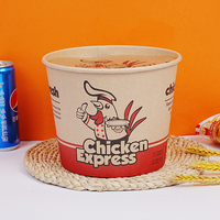 Seau en papier pour poulet frit KFC de 85 oz, 150 oz, 170 oz, seau en papier kraft blanc et couvercle en papier avec votre propre logo