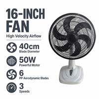 Ventilateur de table/meuble en plastique mécanique de 16 pouces, 2-en-1, rotation réversible, hauteur réglable, haute efficacité énergétique, haute vitesse pour la maison