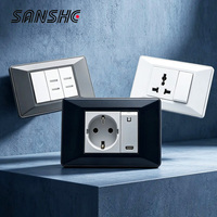 Interruptores de Luz de Pared de Lujo SANSHE CE Tipo 118 y Tomas de Corriente Universales Alemanas Schuko con Salidas de Datos RJ11 RJ45 para Decoración del Hogar