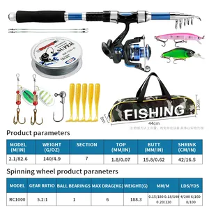 LUSHAZER LUSHAZER <span class=keywords><strong>Canne</strong></span> à pêche télescopique et moulinet Combo Set Kit Ligne Crochets Soft Bait Spoon Crankbait Spinning Reel Lure Bag - Product Image 2