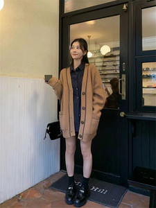 Petites filles collège Style <span class=keywords><strong>Cardigan</strong></span> rayé <span class=keywords><strong>Cardigan</strong></span> manteaux coréen tricots lâche ouvert avant Cardigans chandails tricotés pour les femmes - Product Image 3