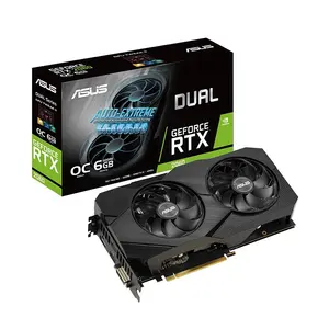 ASUS NVIDIA दोहरी RTX 2060 O6G GDDR6 ग्राफिक्स कार्ड के साथ 192 बिट RTX2060 6G गेमिंग वीडियो कार्ड ASUS DUAL-RTX2060-O6G-EVO