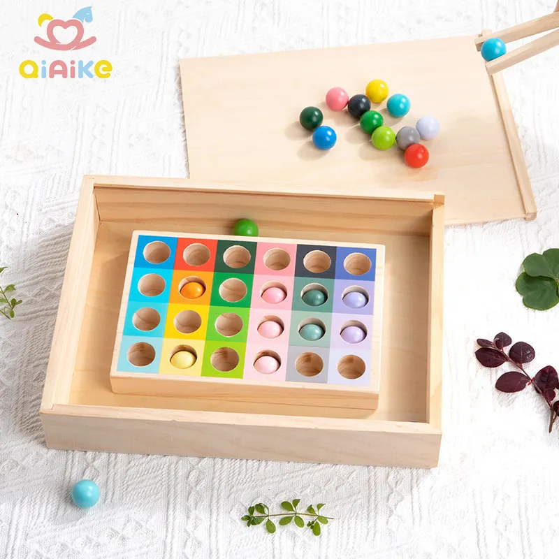 Arc-en-ciel Montessori en bois couleur tri correspondant jouet Clip perles jeu de société pour bébé capteur jouets 6 à 12 mois