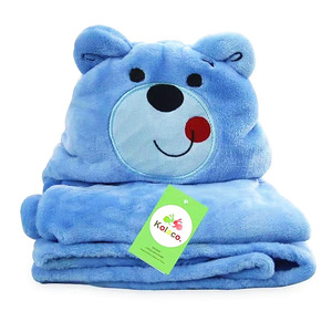 Nouveau carré flanelle serviette de <span class=keywords><strong>bain</strong></span> <span class=keywords><strong>peignoir</strong></span> pour enfants dessin animé Cape Poncho bébé Swaddle couverture tricotée pour nouveau-né - Product Image 5