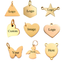 Pendentif personnalisé en acier inoxydable plaqué or 18 carats, étanche, en forme de disque cœur, avec breloques lettres pour la fabrication de bijoux