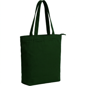 <b>Large</b> Capacity Folding Cotton Canvas Travel Tote <b>Bag</b> with Zipper Closure Light Weight Reusable Custom Logo - Product Image 1