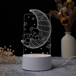 ไฟกลางคืน LED 3DNL ขนาดเล็กแบบกำหนดเองได้ ขายดี พร้อมอะคริลิคและ ABS หลากสีสัน ใช้สาย USB สำหรับห้องนอน - Product Image 2