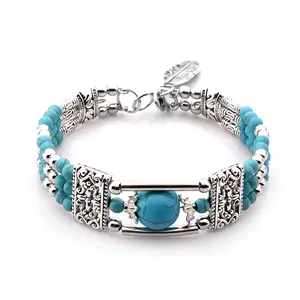 2024 Popular steel wire Posamian style women's jewelry turquoise skewers bracelet