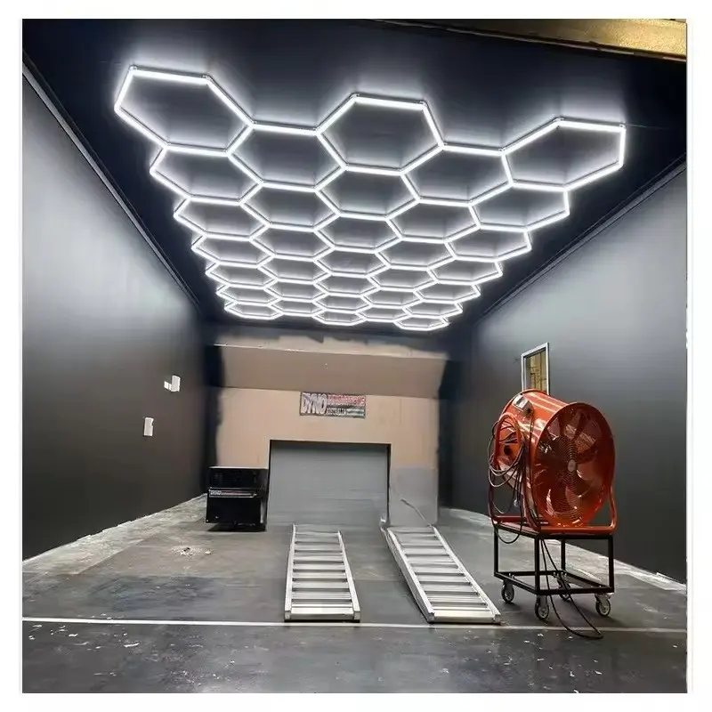高輝度LEDガレージランプ検査六角形パネル六角形LED天井壁詳細スタジオ六角形LEDライト