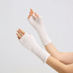 Gants en laine et cachemire tricotés roses pour femmes, longueur poignet, thermiques, hiver, style décontracté uni - Product Image 4