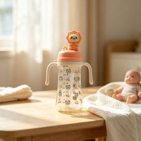 Biberon d'apprentissage personnalisé de 300 ml pour bébé, sans BPA, en PC, pour l'eau et le lait, idéal pour les soins de bébé (vente en gros)